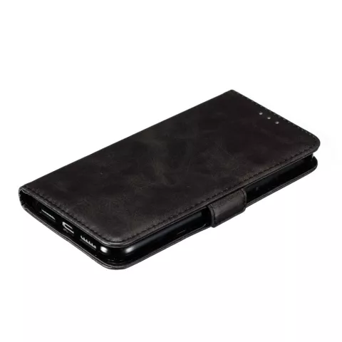 Leder Brieftasche B&uuml;cherregal Brieftasche iPhone 11 - Schwarz