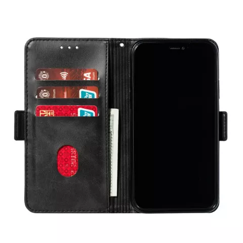 Leder Brieftasche B&uuml;cherregal Brieftasche iPhone 11 - Schwarz