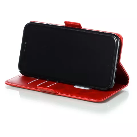 Leder Brieftasche B&uuml;cherregal Brieftasche iPhone 11 - Rot