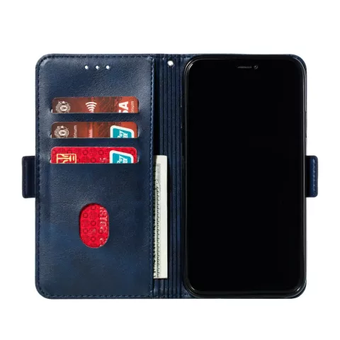 Leder Brieftasche B&uuml;cherregal Brieftasche iPhone 11 - Blau