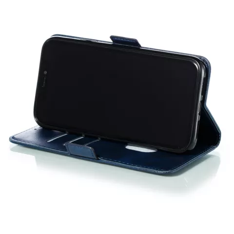 Leder Brieftasche B&uuml;cherregal Brieftasche iPhone 11 - Blau