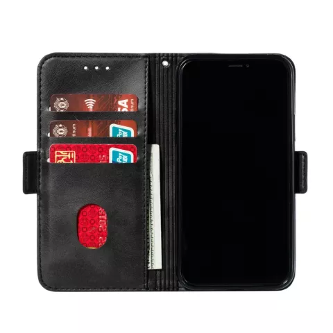 Leder Brieftasche B&uuml;cherregal Brieftasche iPhone 11 Pro - Schwarz