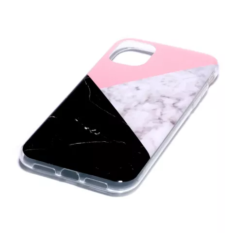 Marmormuster Naturstein Pink Weiss Schwarz H&uuml;lle iPhone 11 Pro