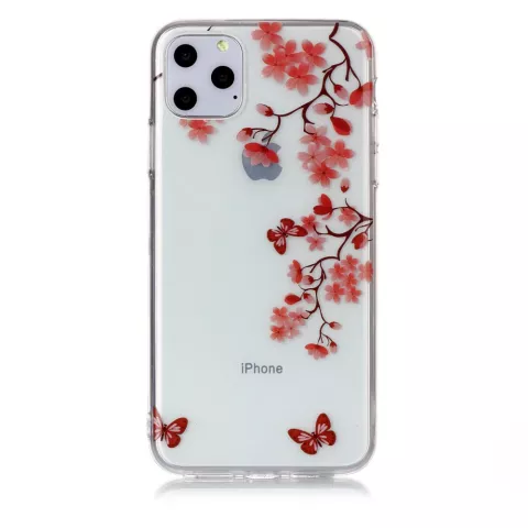 Blumen Bl&uuml;te Schmetterlinge Rot Natur Fall TPU iPhone 11 Pro Max - Transparent