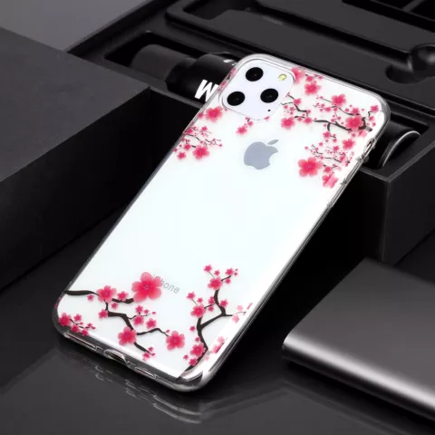 Blumen Rosa Zweige Natur Fall Fall TPU iPhone 11 Pro Max-Transparent