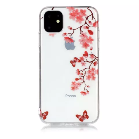 Blumen bl&uuml;hen Schmetterlinge rote Natur Fall TPU iPhone 11 - transparent