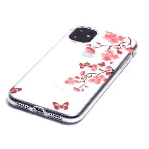 Blumen bl&uuml;hen Schmetterlinge rote Natur Fall TPU iPhone 11 - transparent