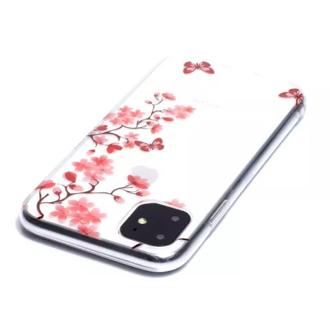 Blumen bl&uuml;hen Schmetterlinge rote Natur Fall TPU iPhone 11 - transparent