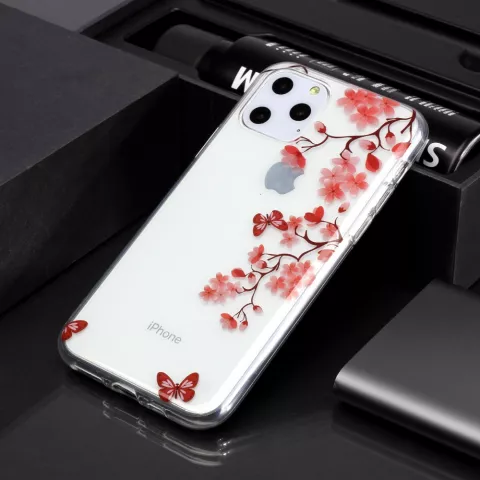 Blumenbl&uuml;te Schmetterlinge Rote Natur Fall Fall TPU iPhone 11 Pro - Transparent