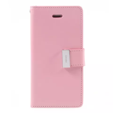 Mercury Goospery Leder iPhone 7 8 SE 2020 SE 2022 Brieftasche H&uuml;lle 7 Karten - Pink