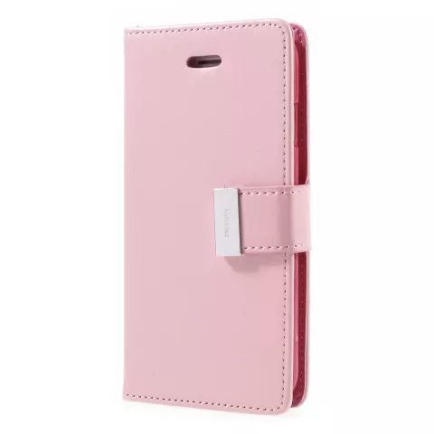 Mercury Goospery Leder iPhone 7 8 SE 2020 SE 2022 Brieftasche H&uuml;lle 7 Karten - Pink