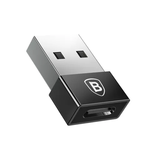Baseus USB-Stecker auf USB Typ C-Buchse 2.4A Mini-Adapter - Schwarz