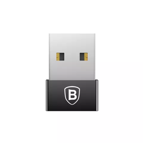 Baseus USB-Stecker auf USB Typ C-Buchse 2.4A Mini-Adapter - Schwarz