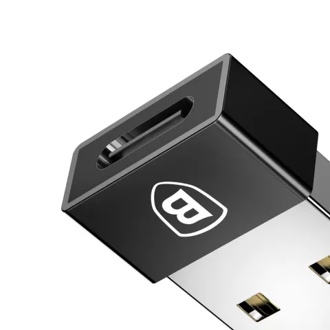 Baseus USB-Stecker auf USB Typ C-Buchse 2.4A Mini-Adapter - Schwarz