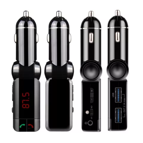 Wireless Bluetooth 2.0 Zigarettenstecker Autoladeger&auml;t Dual USB FM Transmitter Car Kit - Schwarz