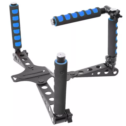 Faltbare Kamera RIG Stabilisator DSLR Kamera Aluminium Schulterstativ - Schwarz Blau