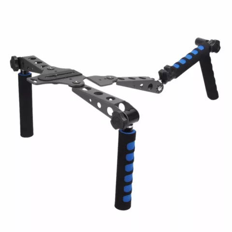 Faltbare Kamera RIG Stabilisator DSLR Kamera Aluminium Schulterstativ - Schwarz Blau