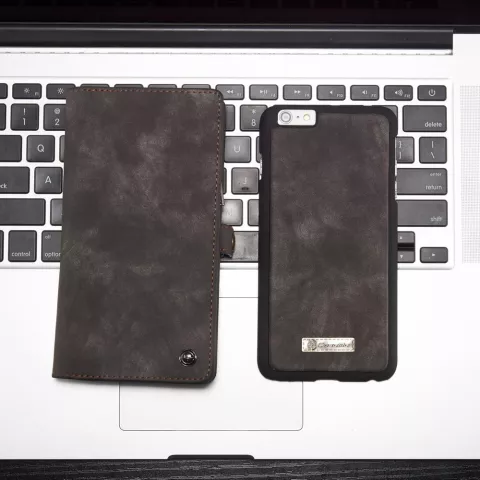 Caseme Split Leder iPhone 6 Plus 6s Plus Brieftasche B&uuml;cherregal Brieftasche Etui - Grau