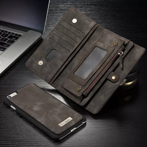 Caseme Split Leder iPhone 6 Plus 6s Plus Brieftasche B&uuml;cherregal Brieftasche Etui - Grau