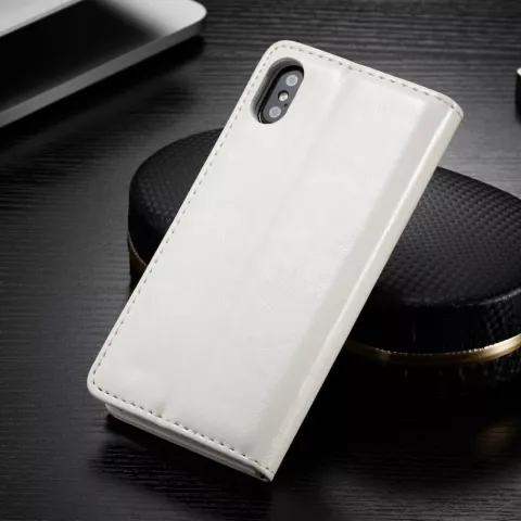 Caseme Kunstleder Wallet Kartenhalter H&uuml;lle f&uuml;r iPhone X XS H&uuml;lle - wei&szlig;