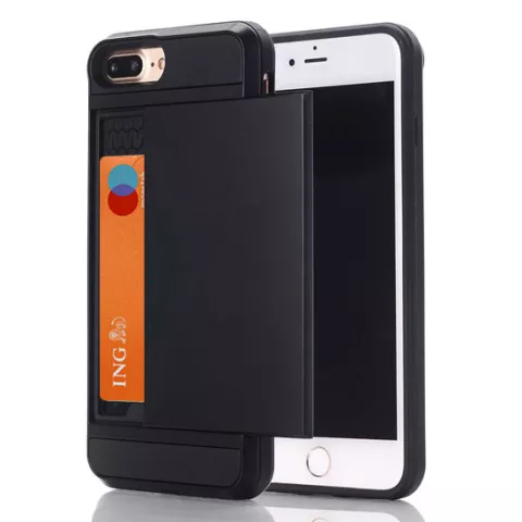 Versteckter Kartenhalter iPhone 7 Plus 8 Plus schwarze Hartschale