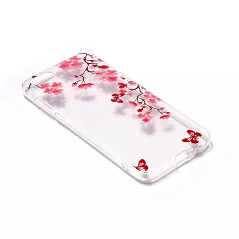 iPhone 7 8 SE 2020 SE 2022 TPU H&uuml;lle Blossom - Transparent Pink Red