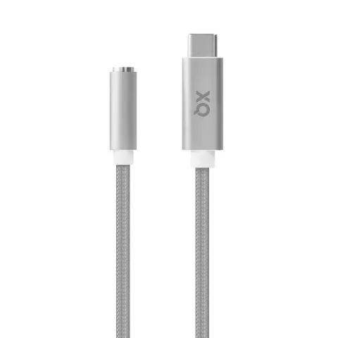 Xqisit USB Typ-C bis 3,5 mm Kopfh&ouml;rerbuchseingang - Graues Adapterkabel