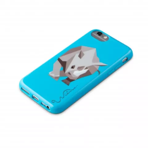 Wilma leuchtet im Dunkeln Savanne Nashorn Fall iPhone 6 6s 7 8 SE 2020 SE 2022 - Blau