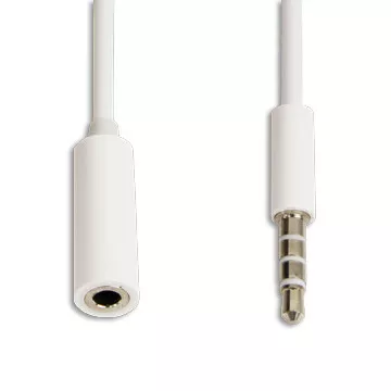 Audio-Verl&auml;ngerungskabel weiss 1 Meter 3,5 mm Stecker Audio-Kabel