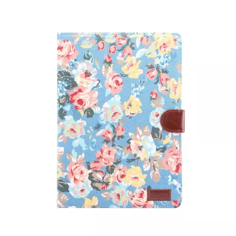 Brieftasche Brieftasche Cover Flowerprint Blumenmuster Muster Kunstleder f&uuml;r iPad 10,2 Zoll - Blau