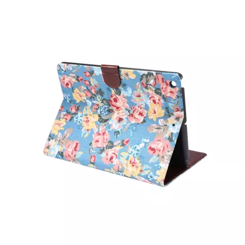 Brieftasche Brieftasche Cover Flowerprint Blumenmuster Muster Kunstleder f&uuml;r iPad 10,2 Zoll - Blau