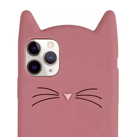 K&auml;tzchen iPhone 11 Pro Silikonh&uuml;lle 3D - Pink Protection