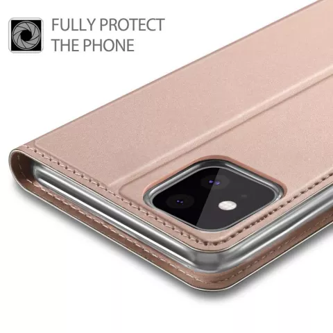 Just in Case Leder Brieftasche Brieftasche iPhone 11 Pro B&uuml;cherregal Fall Fall - Ros&eacute;gold