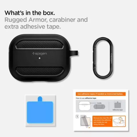 Spigen Rugged Armor Kompatibel mit AirPods Pro TPU-H&uuml;lle - schwarze Aufbewahrungsh&uuml;lle