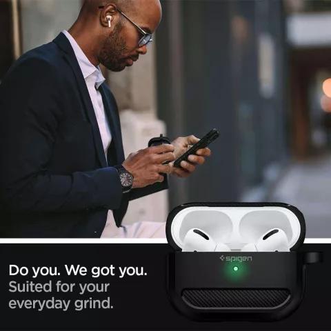 Spigen Rugged Armor Kompatibel mit AirPods Pro TPU-H&uuml;lle - schwarze Aufbewahrungsh&uuml;lle