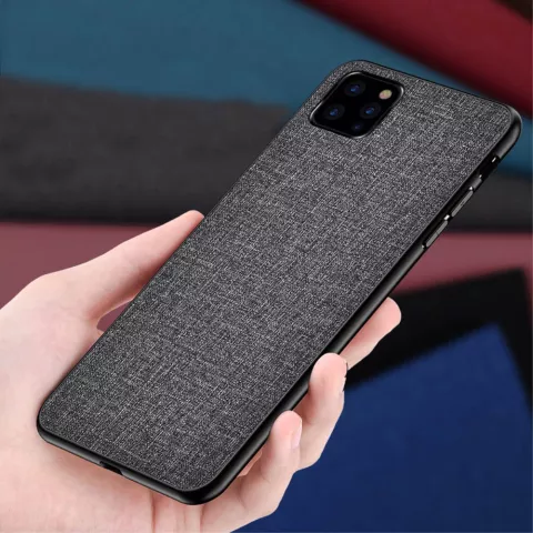 Stoff Textur und Kunststoff H&uuml;lle f&uuml;r iPhone 12 Pro Max - grau