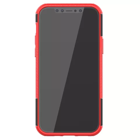 Stossfeste Kunststoff- und stossd&auml;mpfende TPU-H&uuml;lle f&uuml;r iPhone 12 und iPhone 12 Pro - schwarz mit rot