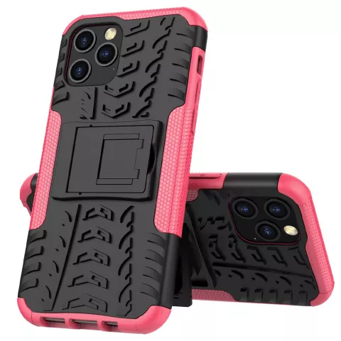 Stossfeste Kunststoff- und stossd&auml;mpfende TPU-H&uuml;lle f&uuml;r iPhone 12 und iPhone 12 Pro - schwarz mit pink