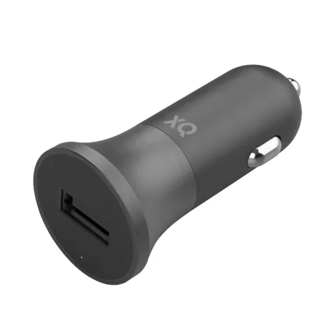 XQISIT Zigarettenstecker Autoladeger&auml;t 2.4A 1 USB-Anschluss - Schwarz mit Blitzkabel