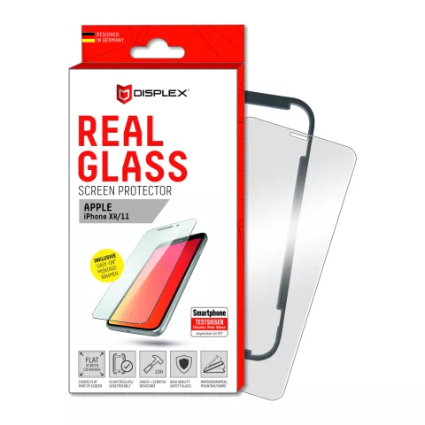 Displex Echtglas Glasschutz Kompatibel mit iPhone 11 XR - 10H Schutzglas