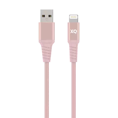 XQISIT Extra starkes gewebtes Blitz-zu-USB-A-Kabel - Ros&eacute;gold 200 cm Lade synchronisieren