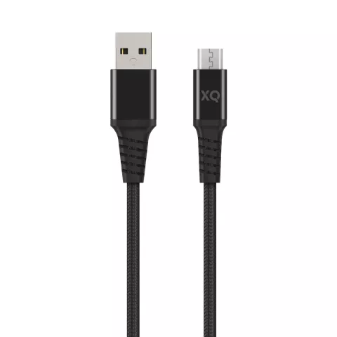 XQISIT Extra starkes gewebtes Micro-USB-zu-USB-A-Kabel - Schwarz 200 cm Charge Synchronize