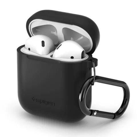 Spigen Silikonh&uuml;lle Kompatibel mit AirPods - Schwarzer Karabiner