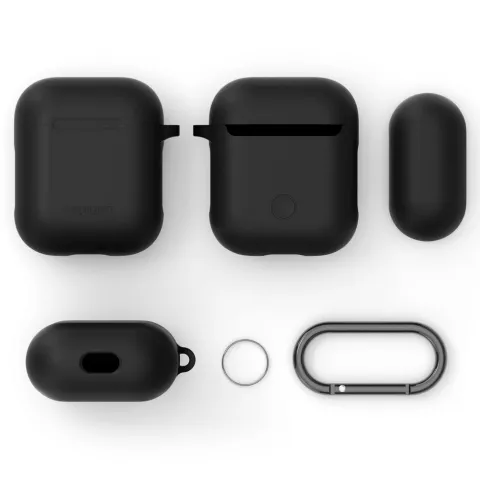 Spigen Silikonh&uuml;lle Kompatibel mit AirPods - Schwarzer Karabiner