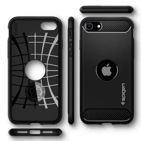 Spigen Rugged Armor Air Cushion Technology H&uuml;lle Kompatibel mit iPhone 7, 8 und iPhone SE 2020 SE 2022 - Schwarz