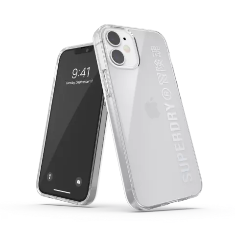 Superdry Snap Case Klare Plastikh&uuml;lle f&uuml;r iPhone 12 mini - transparentes Silber