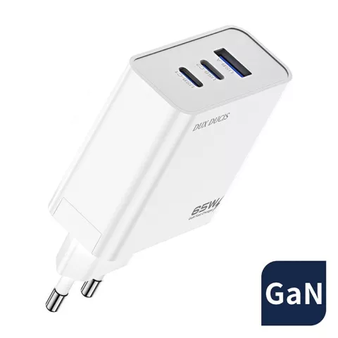 Dux Ducis Adapter USB-A und 2 USB-C Ladeger&auml;t QC 3.0 Netzteil PD AFC - Weiss