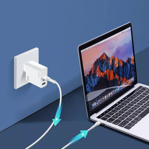 Dux Ducis Adapter USB-A und 2 USB-C Ladeger&auml;t QC 3.0 Netzteil PD AFC - Weiss