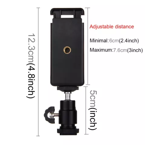 Puluz Stativbefestigung Selfie-Stick Standard-Telefonklemme Smartphone Universal - Schwarz