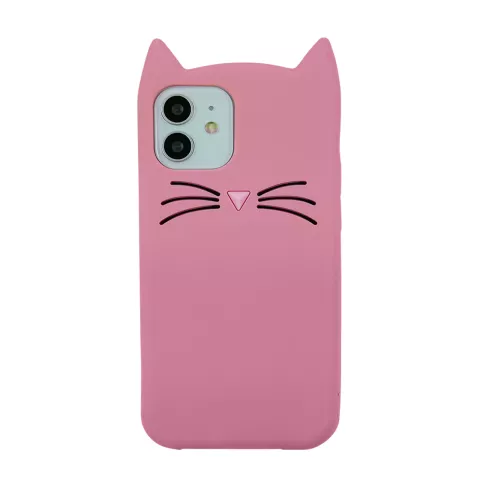 S&uuml;sse Katze Silikon S&uuml;sse Schnurrhaare und eine Katzennase H&uuml;lle f&uuml;r iPhone 12 Mini - Pink
